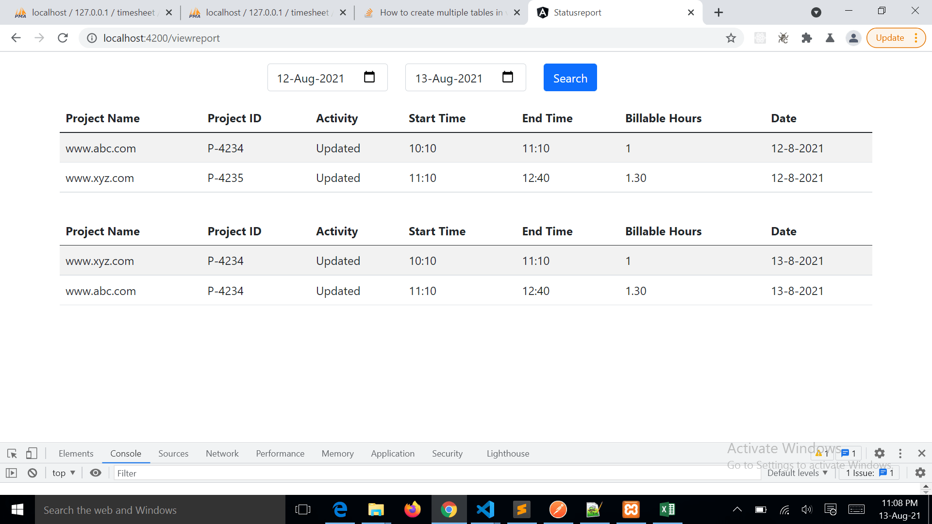 ngfor How to create multiple tables in html based on json data in
