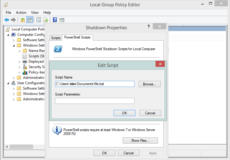 How to run a bat file before windows shut down? - Stack Overflow