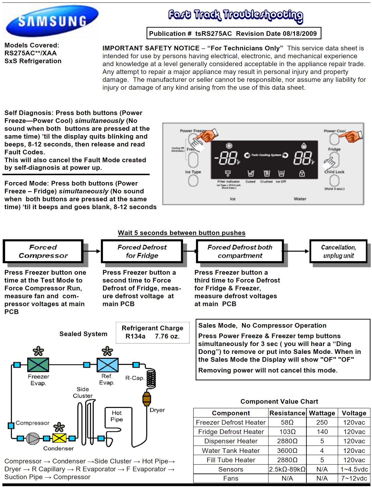 refrigerator - How can can I put a Samsung RS275 fridge in defrost mode