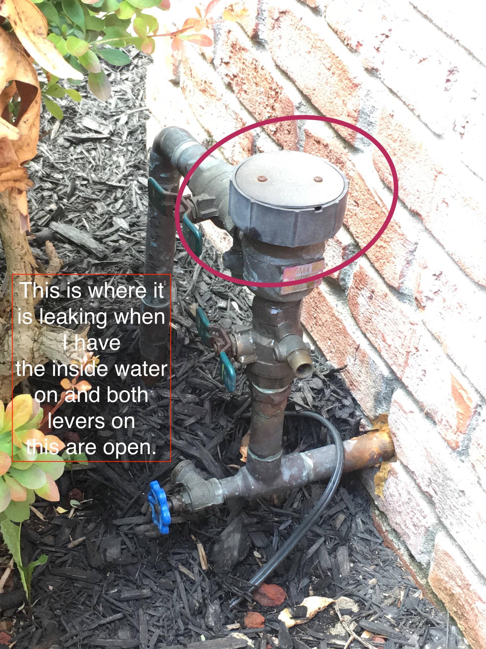 Water leaking from sprinkler system (by house) after opening up this spring - Home Improvement