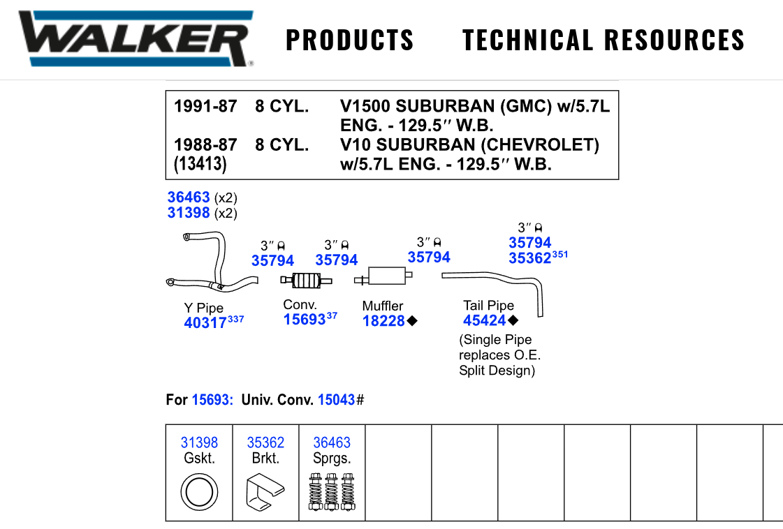 chevrolet - 1990 Suburban exhaust system replacement - Motor Vehicle