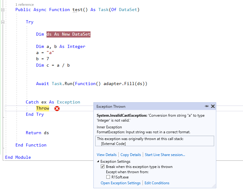 throw exception from one method to another in Stack Overflow