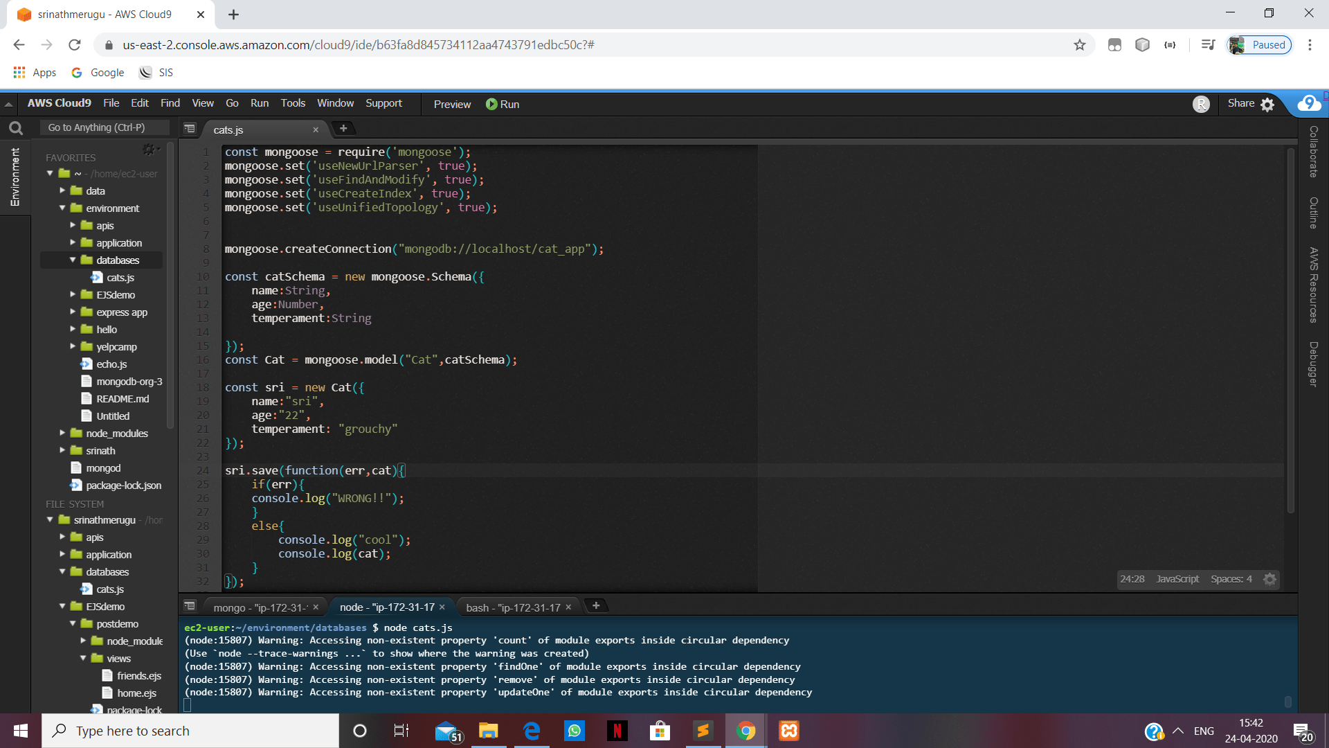 node.js how to clear warnings in node js while using mongoose Stack