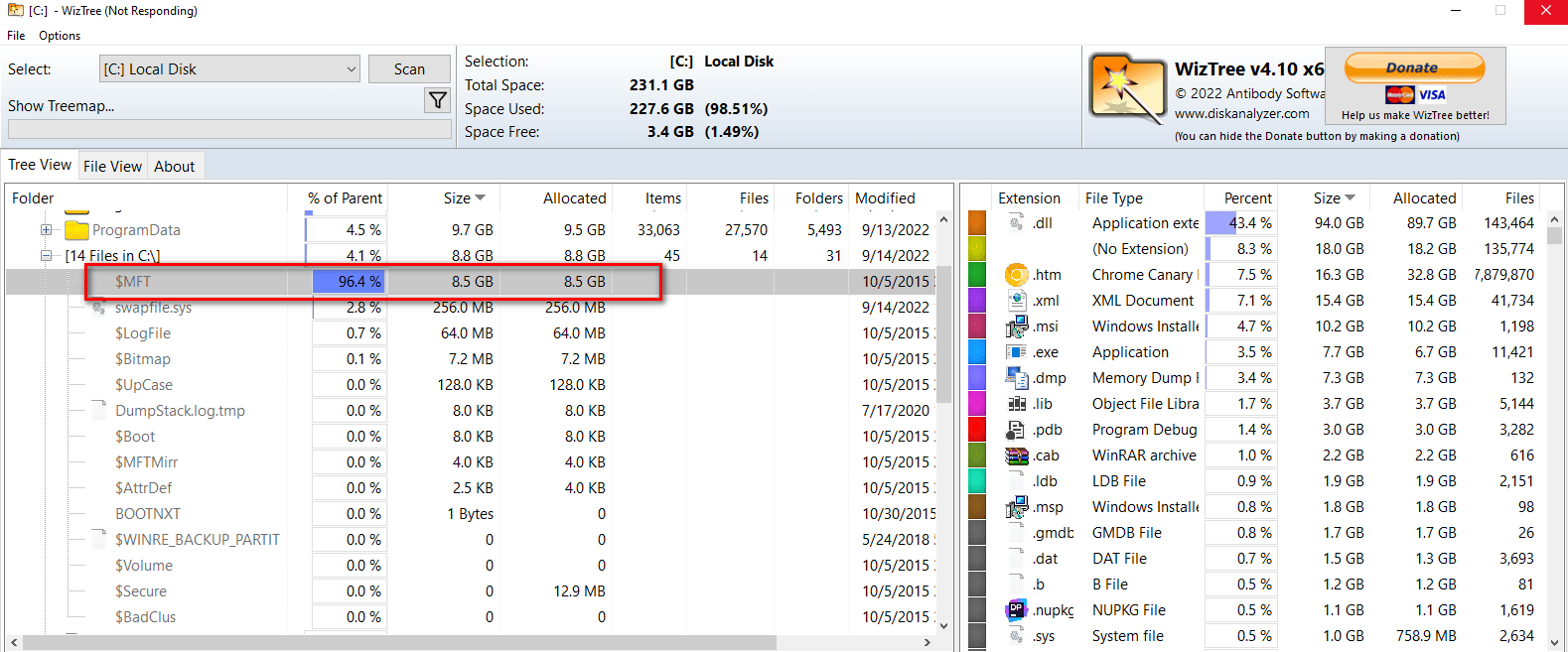 windows 10 - What is $MFT file and can the size be reduced 