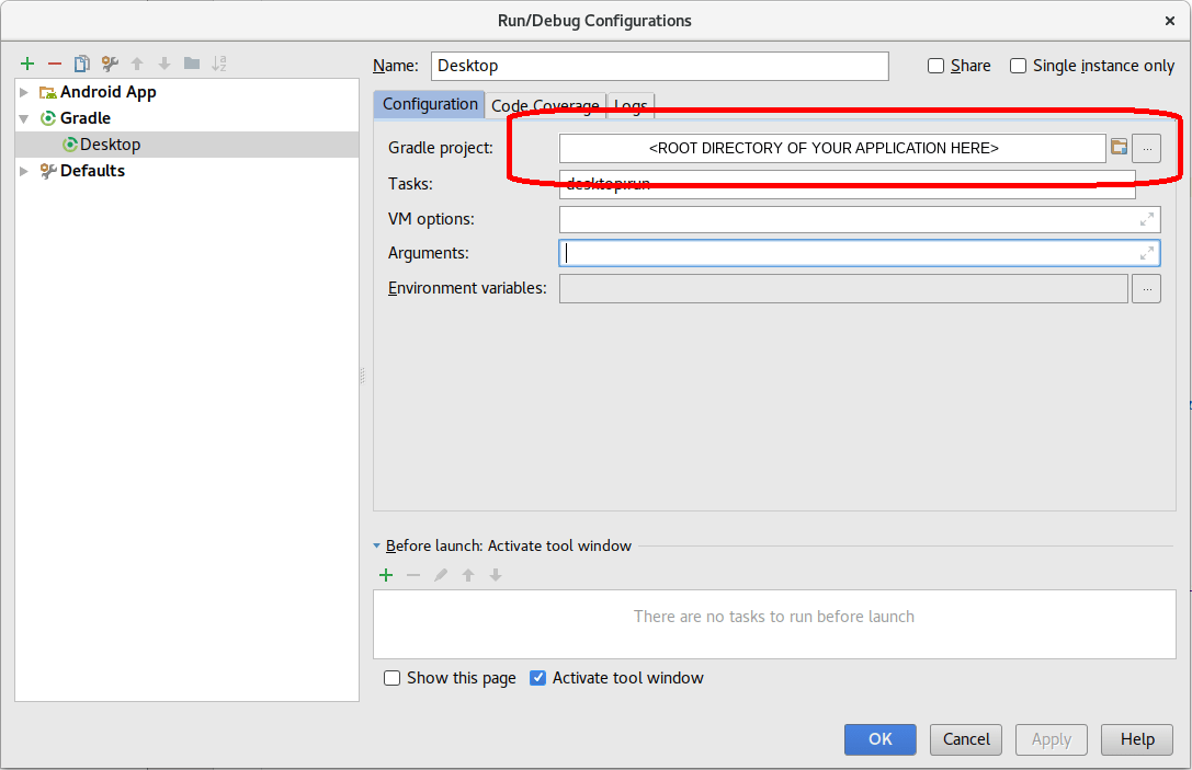 android - The specified project directory &lsquo;'&rdquo; does not exist 