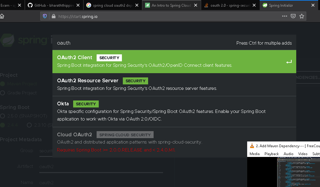oauth 2.0 springsecurityoauth2 vs springcloudstarteroauth2