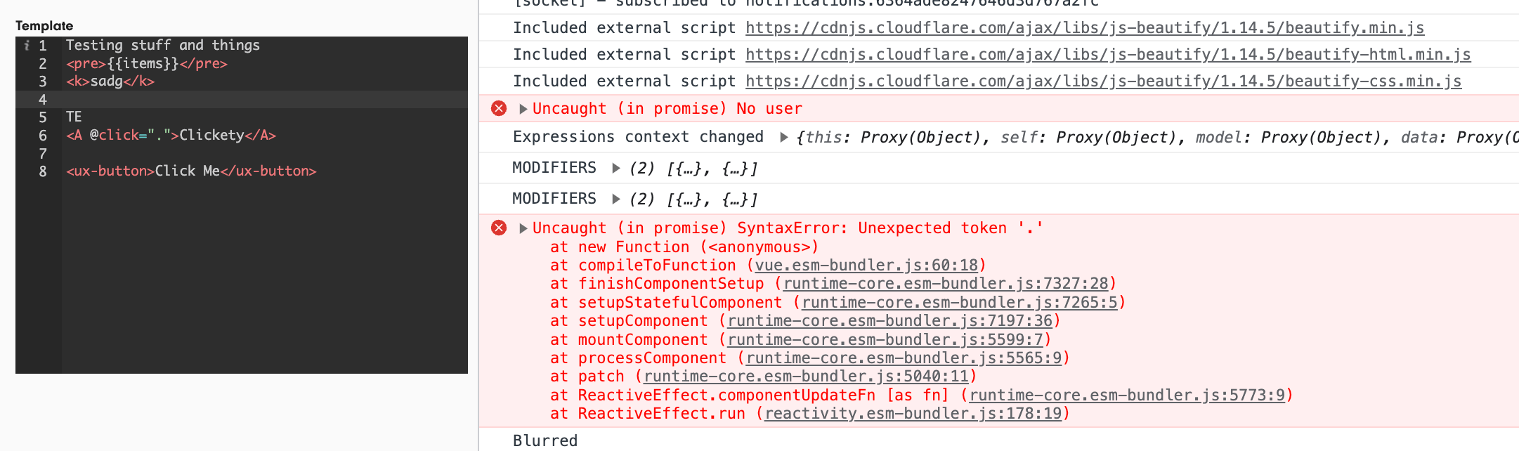 javascript Vue 3 How to catch errors in