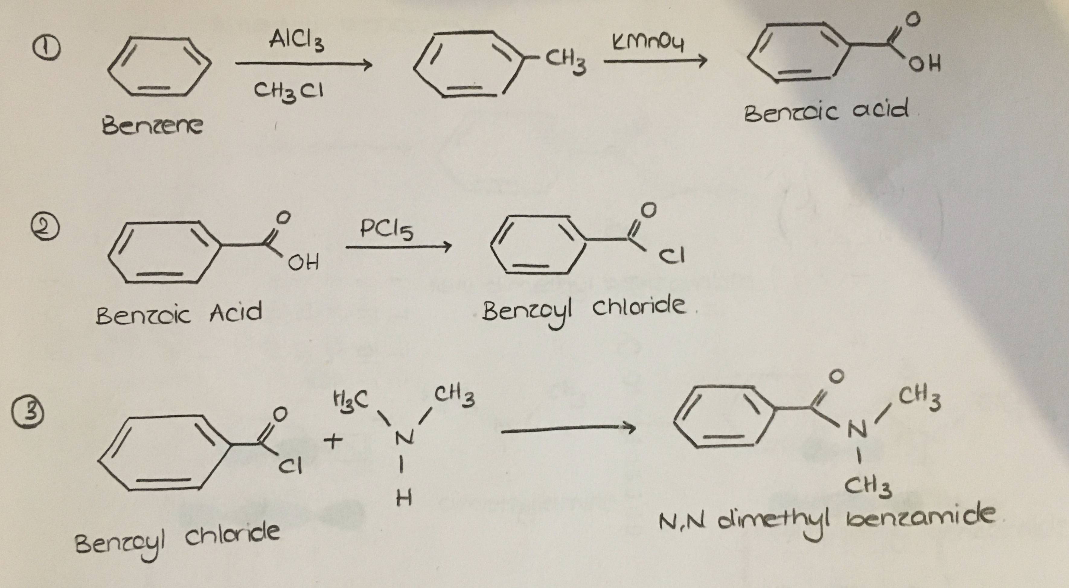 organic chemistry How to convert benzene to N,Ndimethylbenzamide