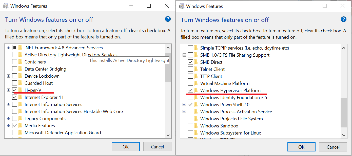 windows Android emulator won't start with HyperV & Hypervisor