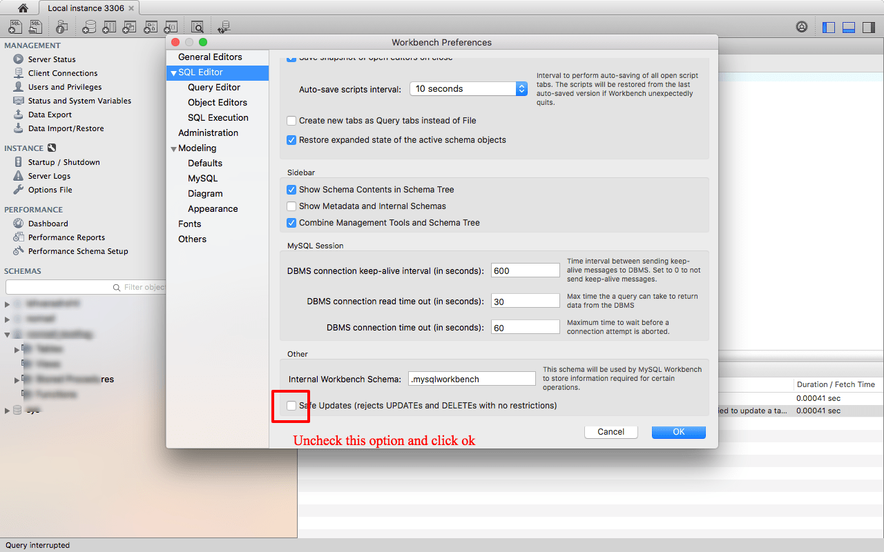 MySQL error code: 1175 during UPDATE in MySQL Workbench - Stack 