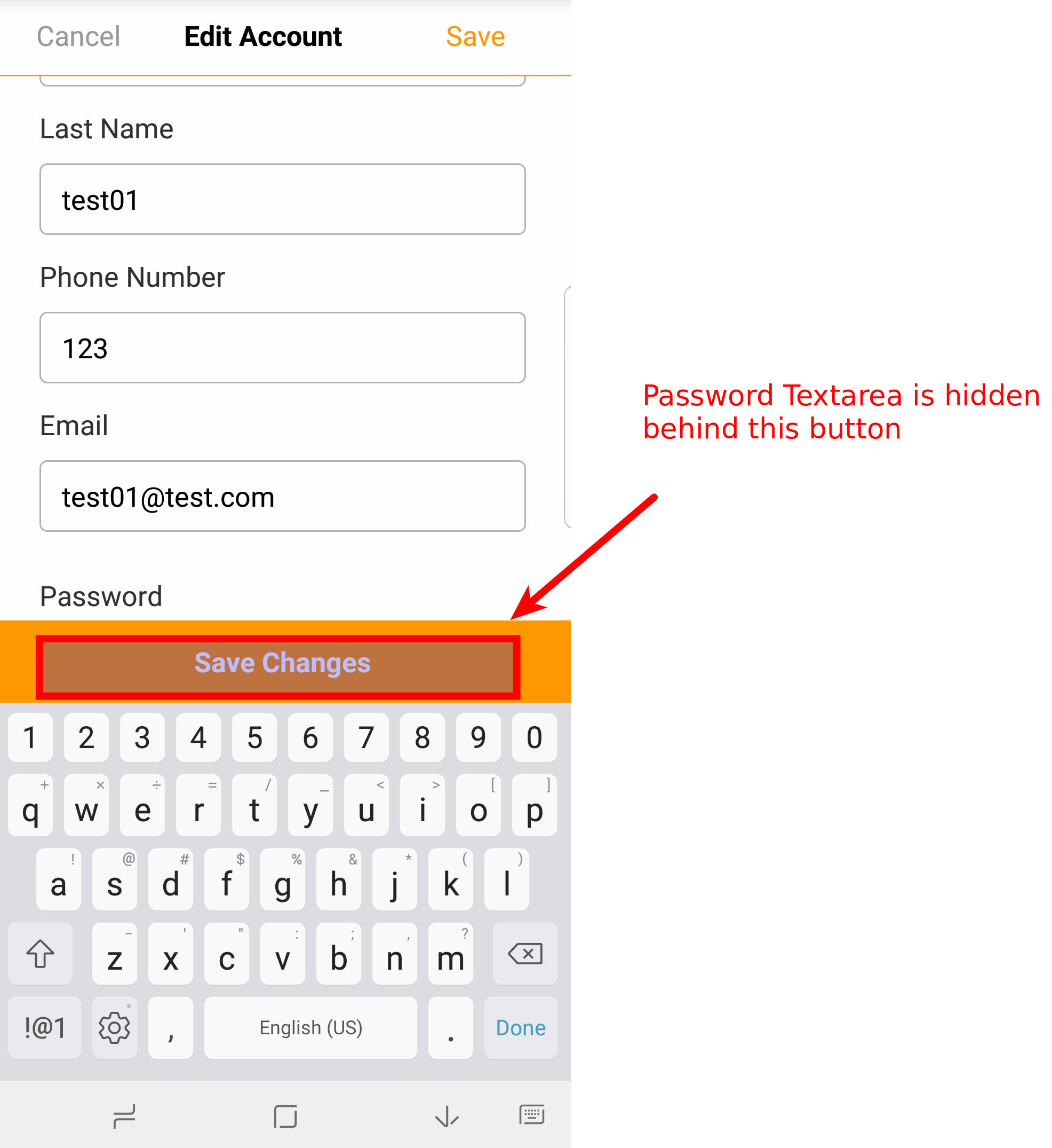 android AlignParentBottom button overlaps Textview on Scroll/Focus