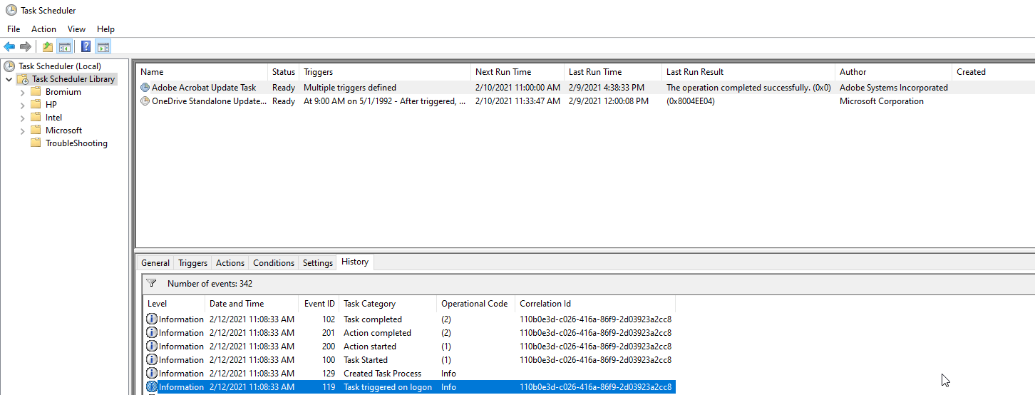 powershell Windows Task Scheduler User Account Details & Unknown