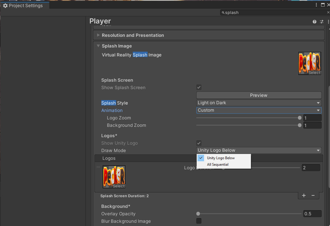 How to set a splash screen in Unity? Stack Overflow