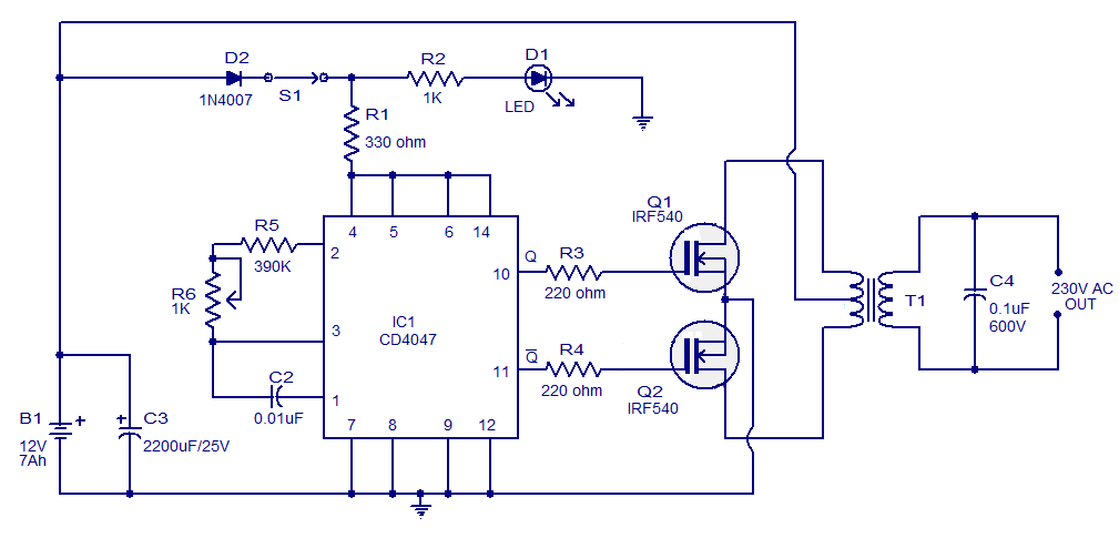 transformer - How to increase output power of this simple CD4047 