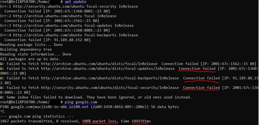 No internet connection on WSL Ubuntu (Windows Subsystem for Linux 