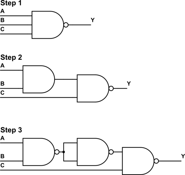 digital logic - How to build a 3-input NAND gate from 2-input NAND