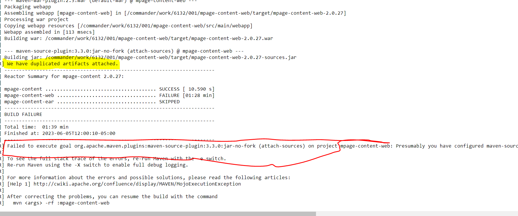 Failed to execute goal org.apache.maven.pluginsmavensourceplugin3.3