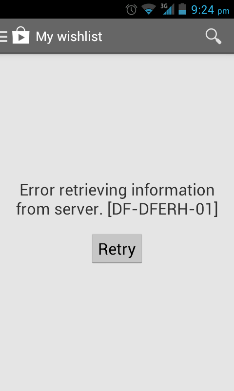 4.0 ice cream sandwich - Play store - Wishlist server error DF 