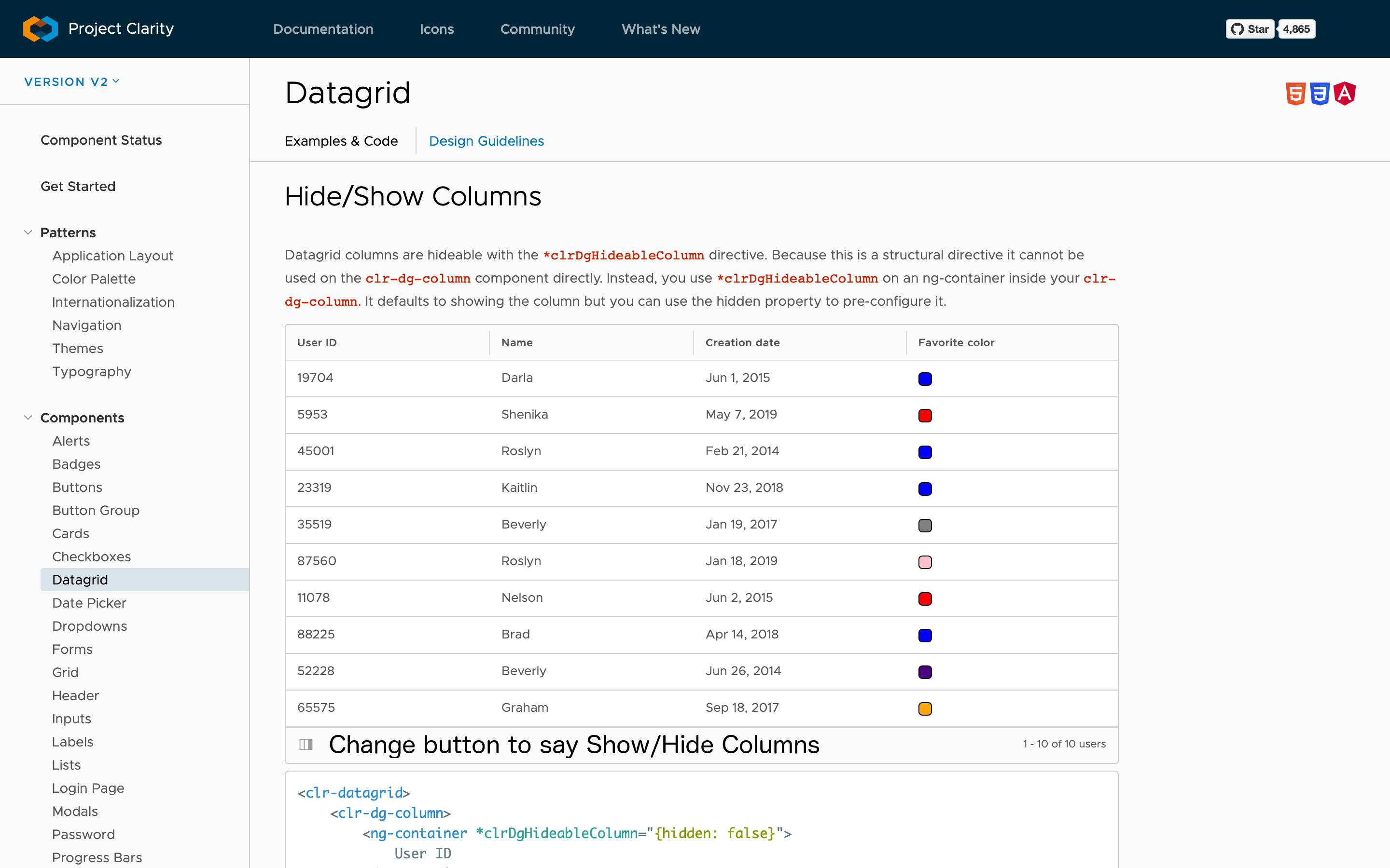 angular Change Toggle Columns icon to text Stack Overflow