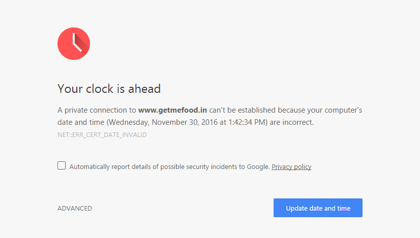 windows 8 - Why is Google Chrome reporting “Your clock is ahead 