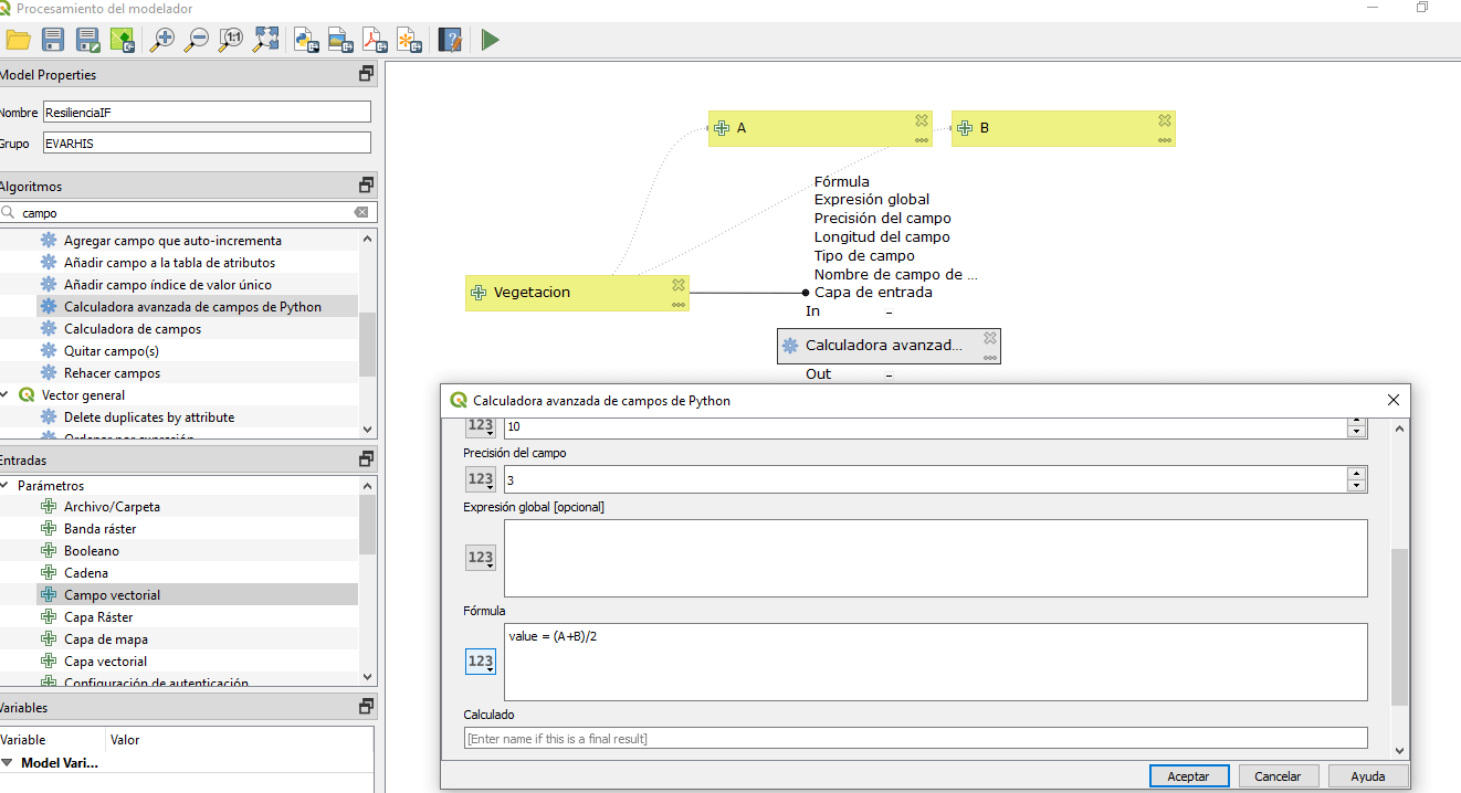 QGIS 3 Graphical Modeler field calculator with attribute's parameters