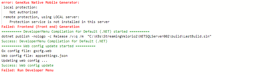 genexus - An error that is not specified and that I cannot resolve 