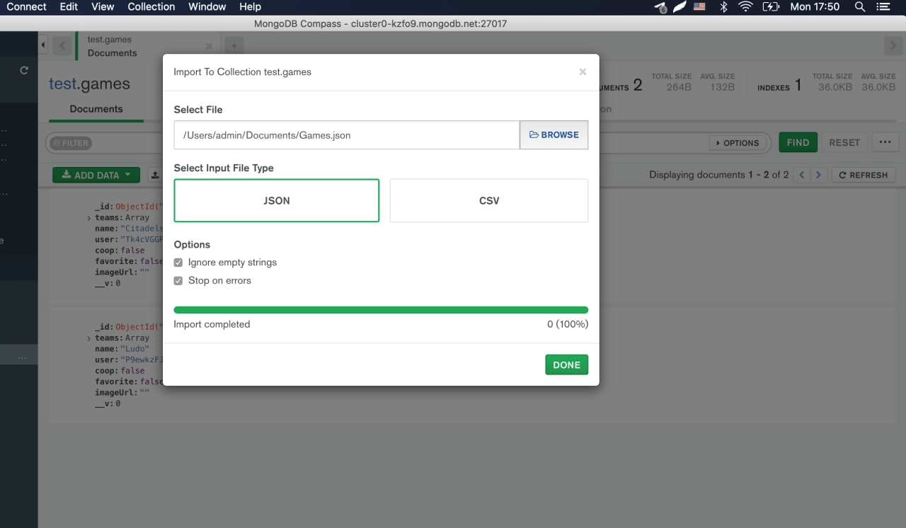 Import JSON to MongoDB with Compass MongoDB Stack Overflow
