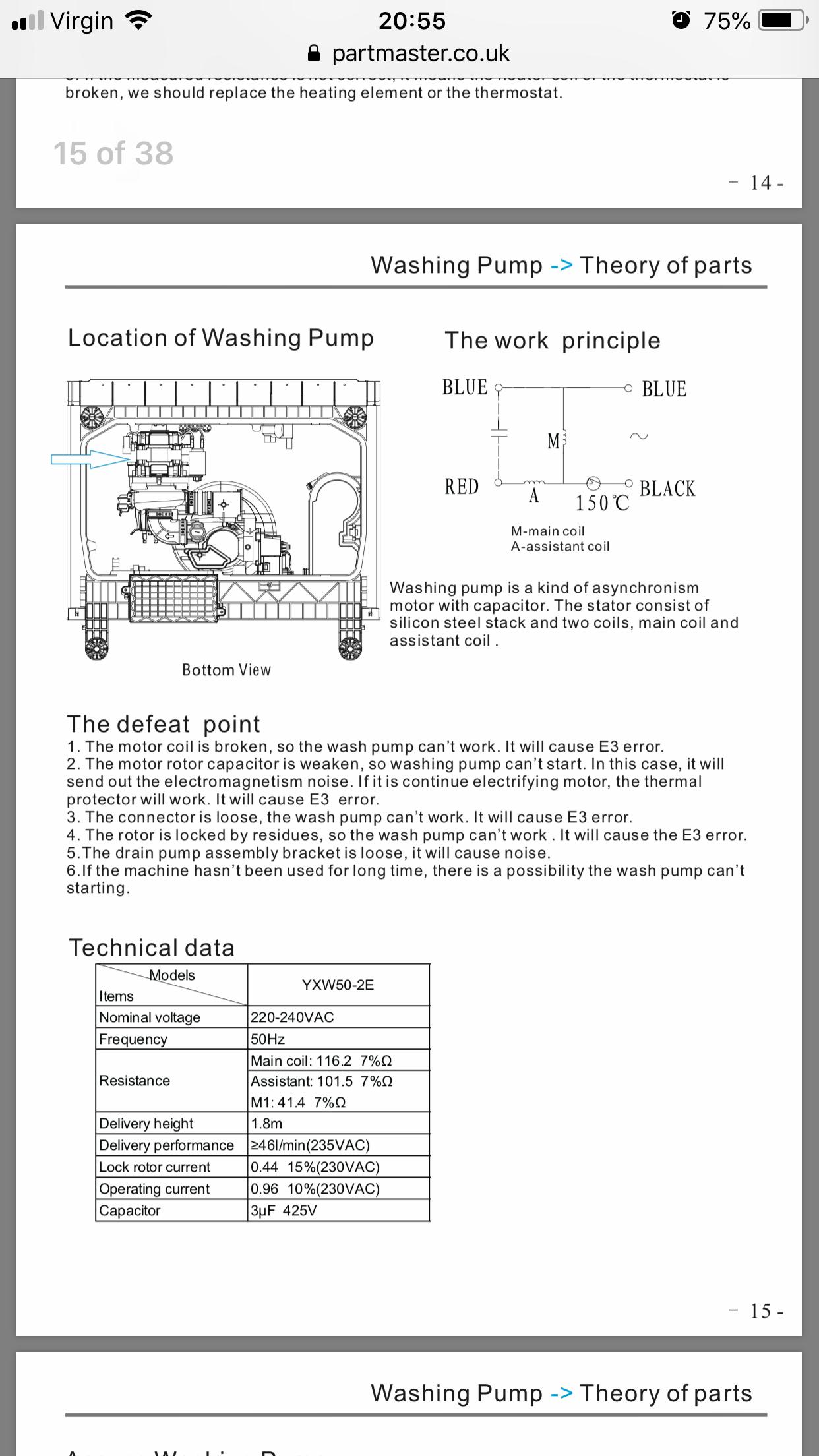 electric motor KDW60X16 Dishwasher Not Pumping Water (Wash Pump