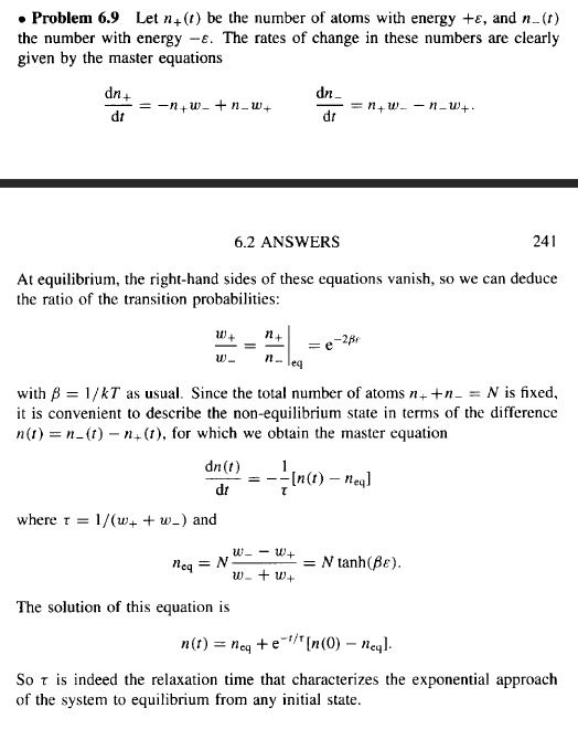 homework and exercises Master equation solution for idealized atoms