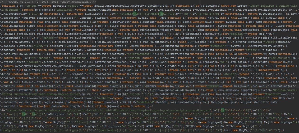 javascript Difference between the output of minified js and css files