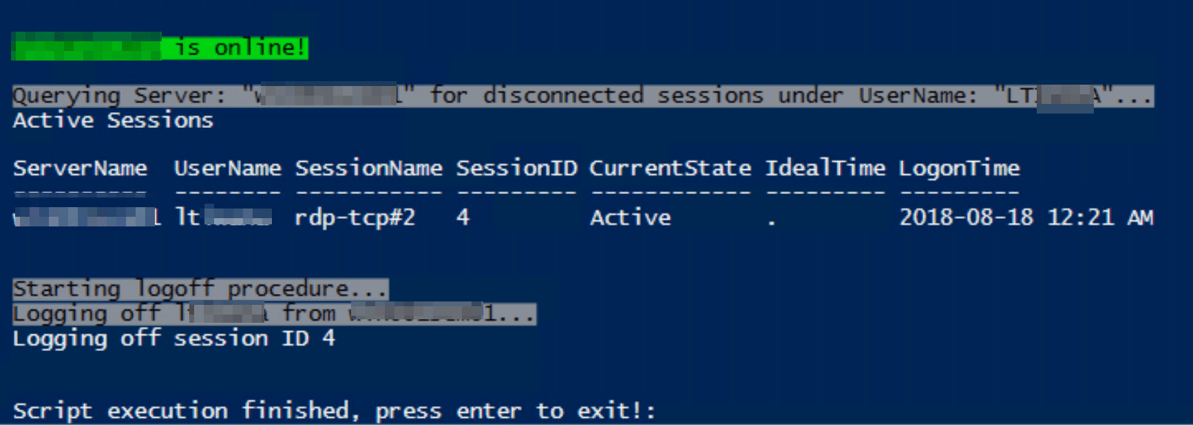 rdp Powershell Log Off Remote Session Stack Overflow