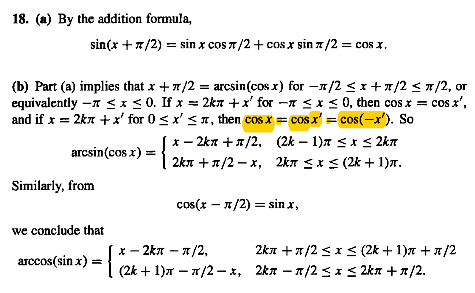 trigonometry Find the function \arcsin(\cos x) Mathematics Stack Exchange