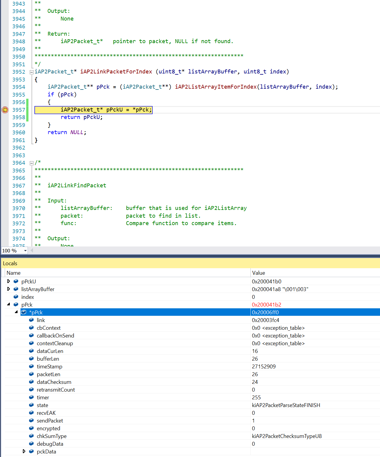 microcontroller SAMD21 Hard fault on pointer dereference, debugger shows valid object