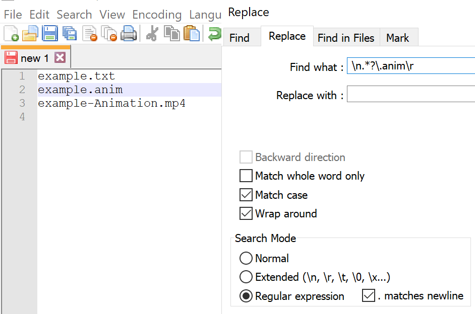 regex How can I delete certain lines with specific extensions in