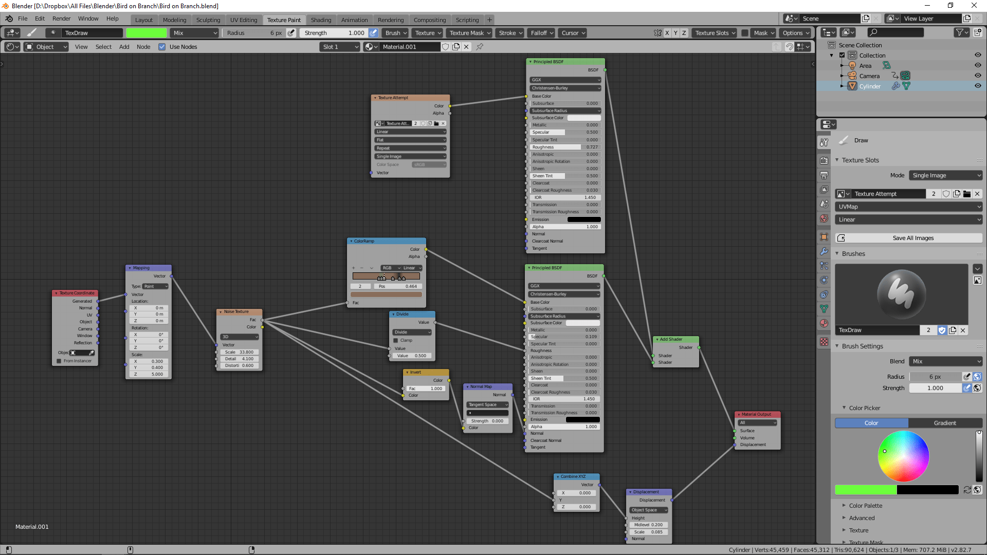 Can't texture paint in 3D or Image Editor with existing material nodes
