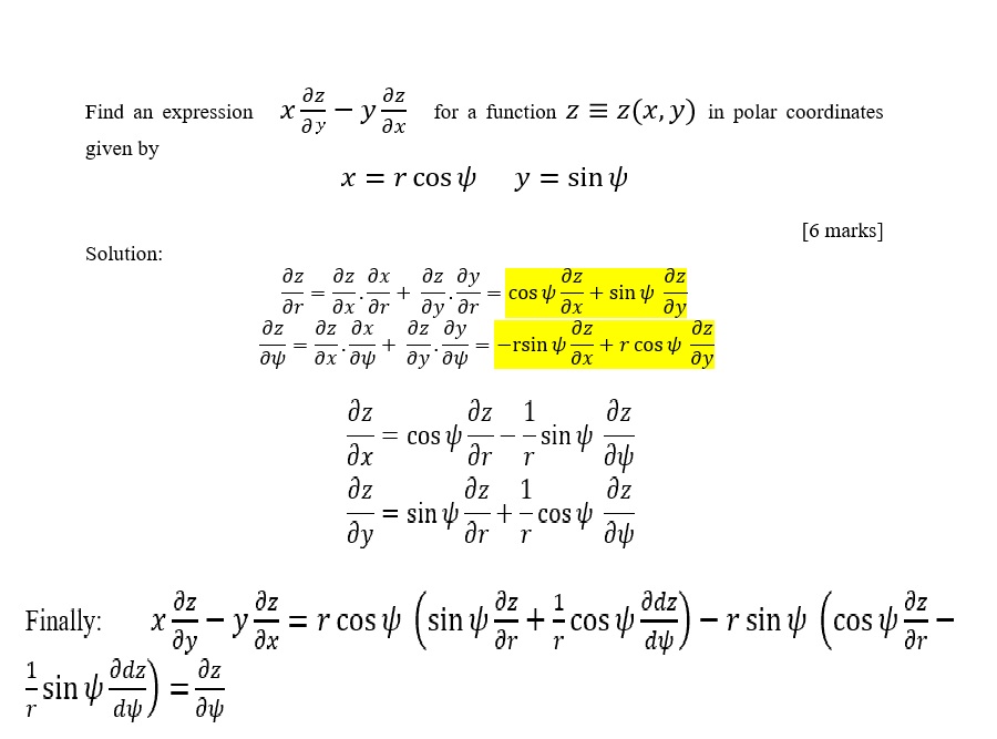 calculus Partial Derivatives Chain Rule / Polar Coordinates Problem