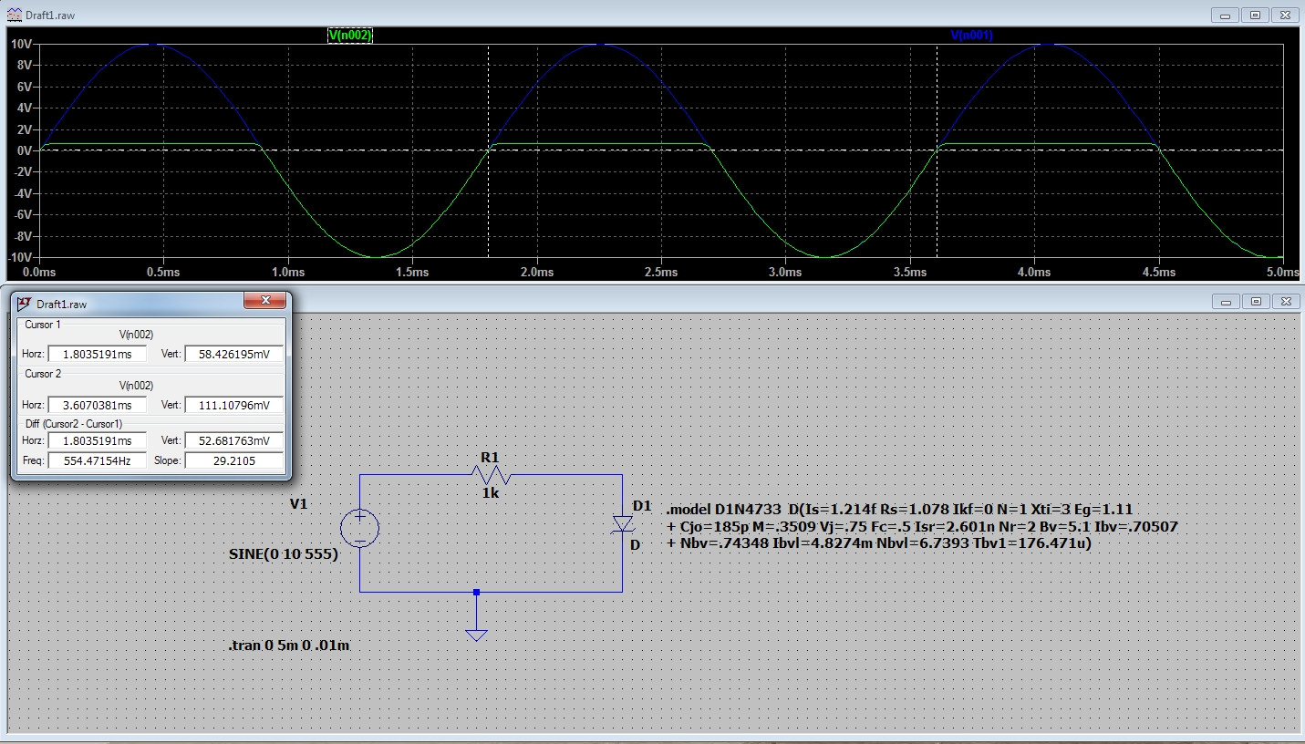 How to create an LTspice model for 1N4733A Zener Diode? Electrical