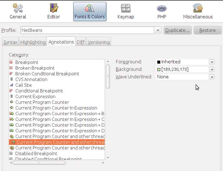debugging How to change background color of line highlighting during