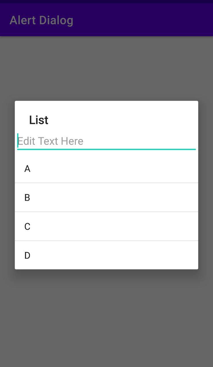 android (JAVA version)AlertDialog with Listview and textbox Stack