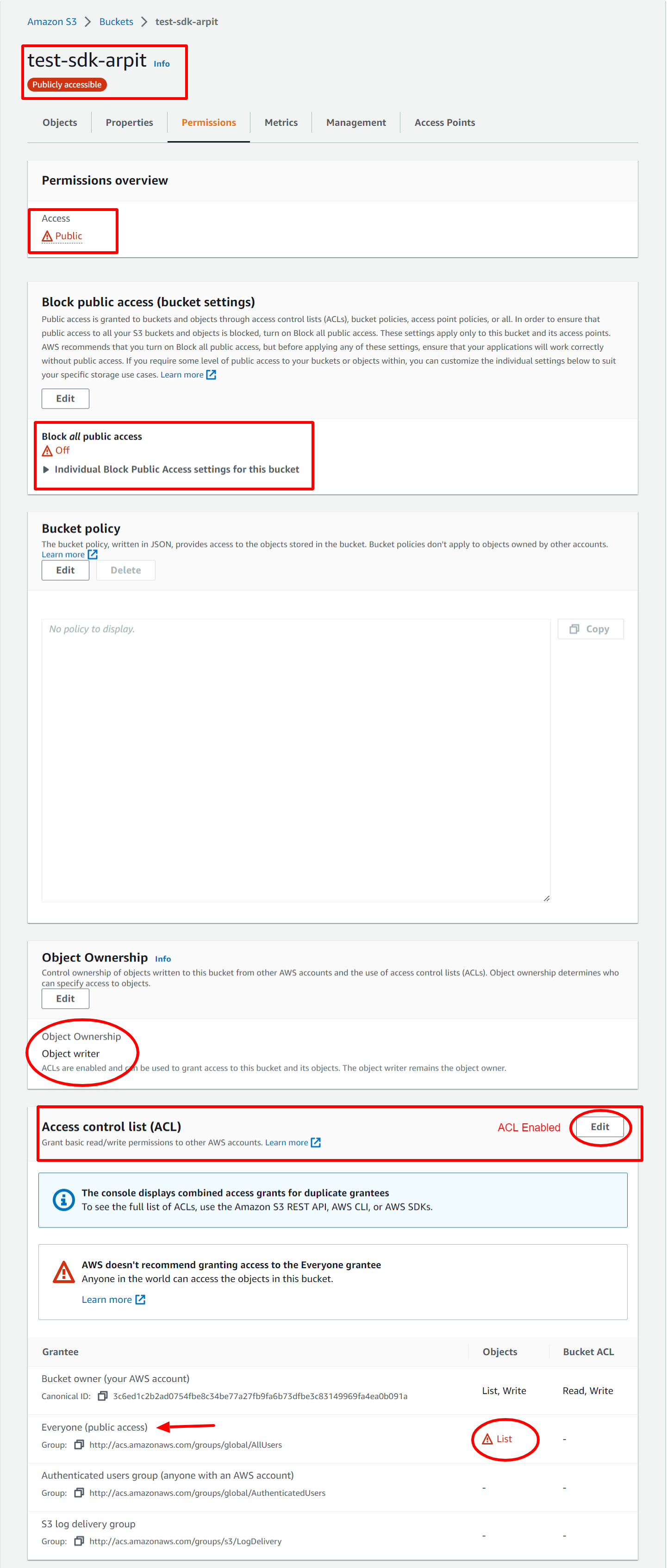 amazon web services AWS S3 InvalidBucketAclWithObjectOwnershipBucket
