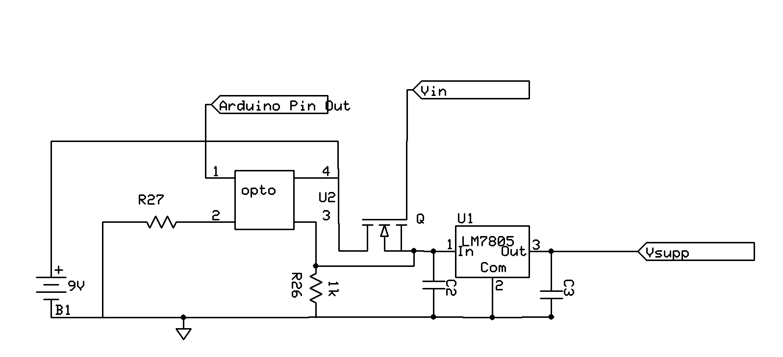 arduino Photocoupler to Latch Microcontroller Power Supply