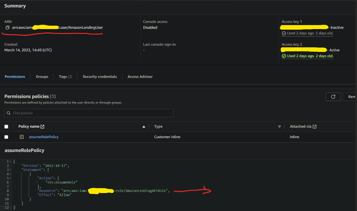 amazon web services Getting User not authorized to perform execute