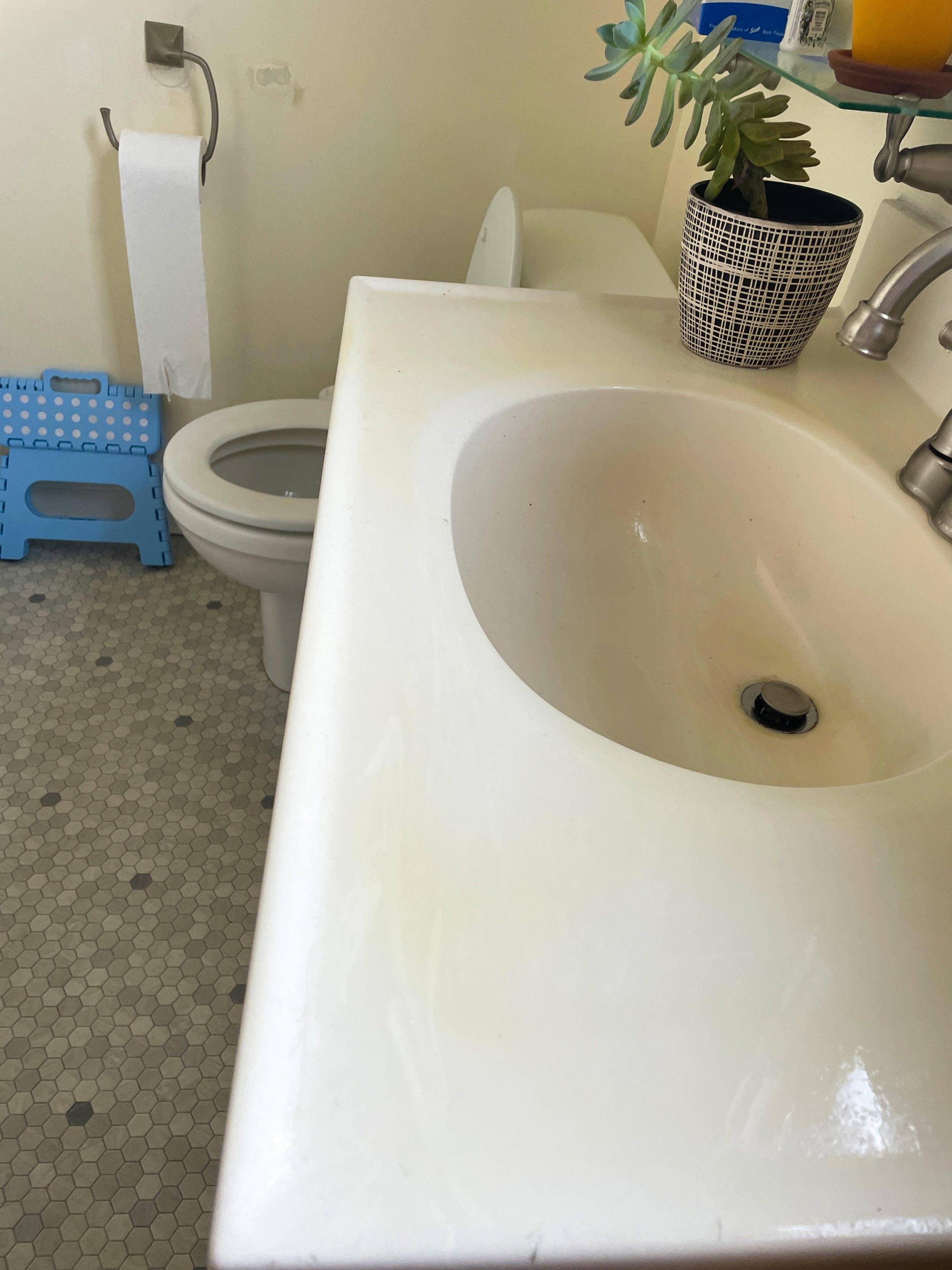 bathroom How to get yellow out of sink surface? Home Improvement