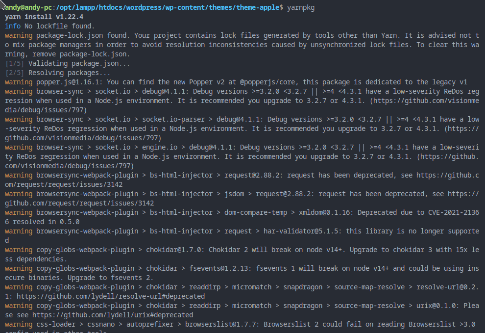ubuntu Yarn install command error No such file or directory 'install