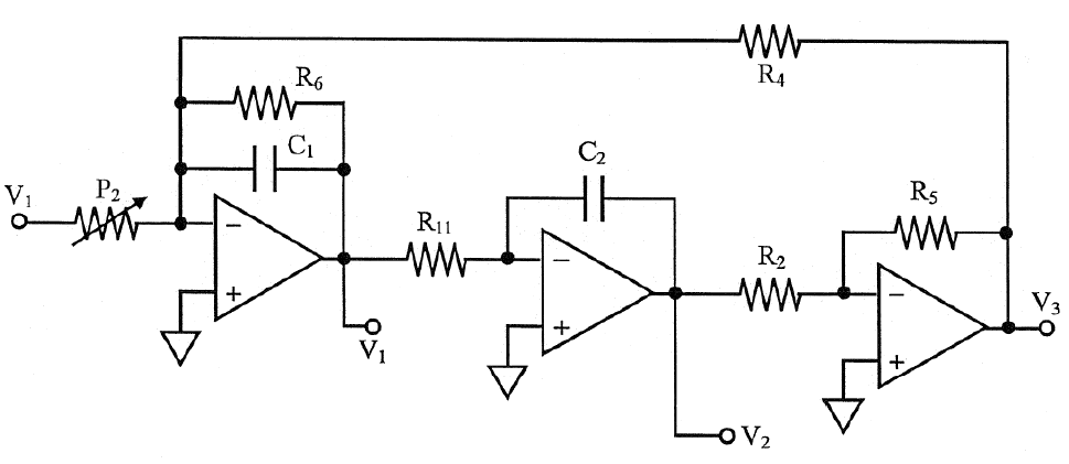 amplifier - Signal Flow Diagram for a biquadratic section - Electrical