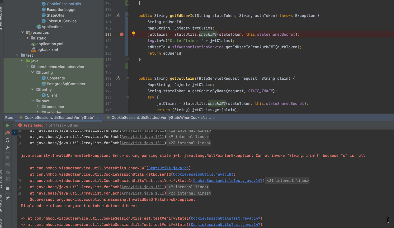 java Mockito failing inside internal call for mocked method Stack