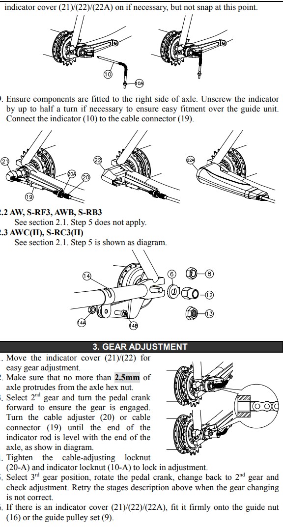 internally geared hub Sturmey Archer 3speed hub adjustment