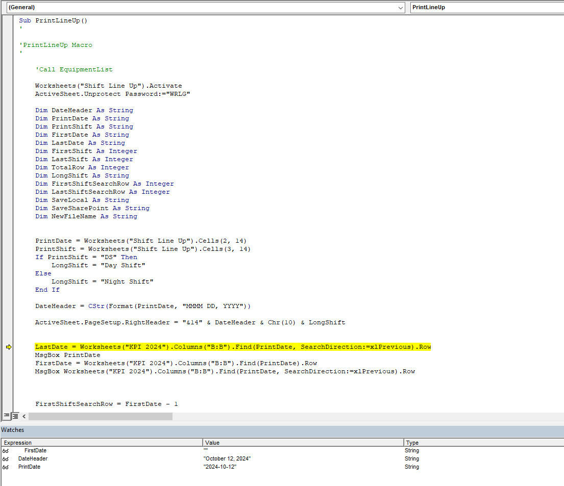 excel VBA error Runtime error 91 String variable is throwing