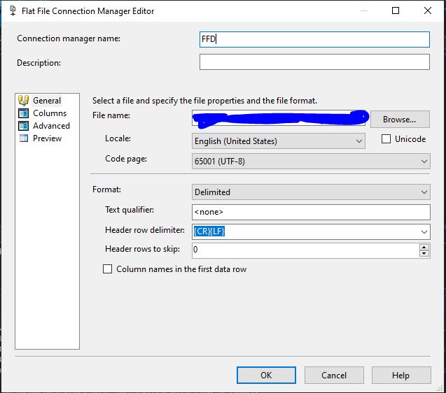 utf 8 SSIS Encode a .raw or .txt file from ANSI to UTF8 without BOM