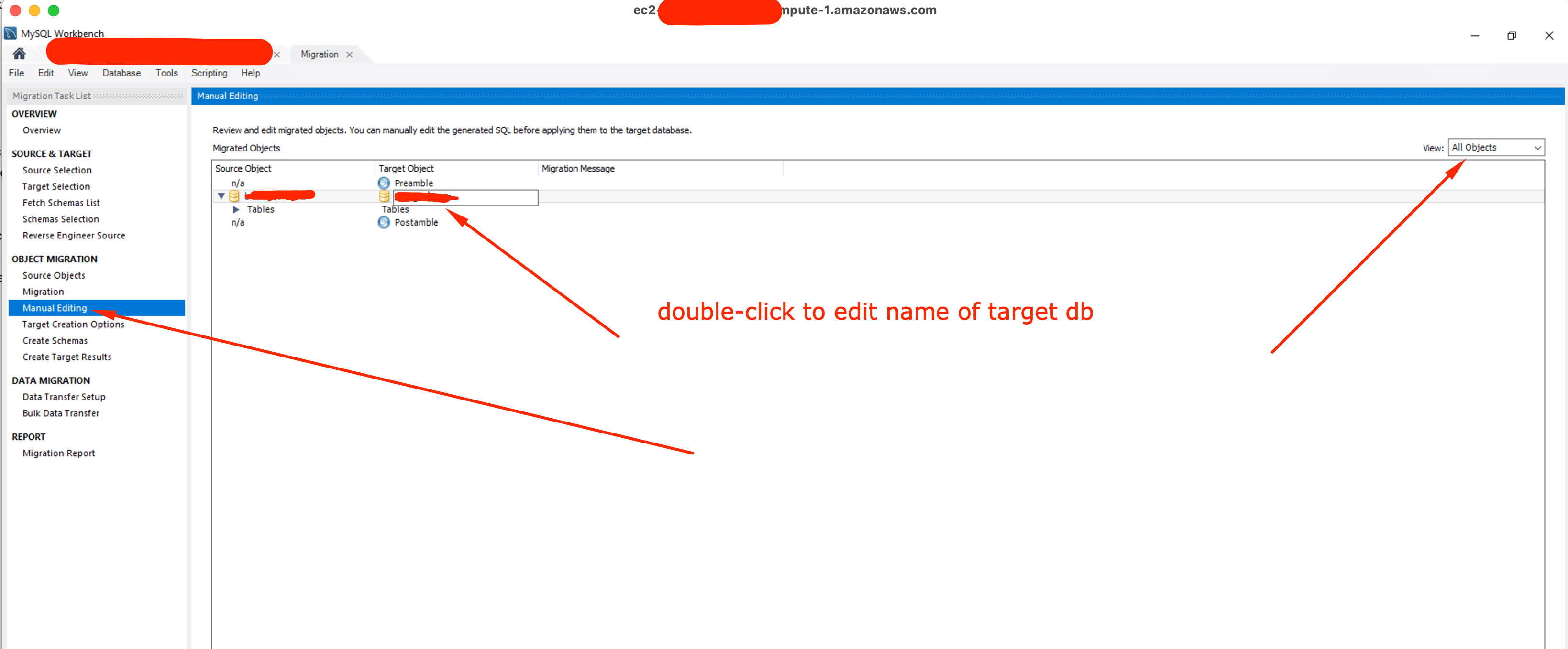 mysql workbench migrate database with two different names Stack Overflow